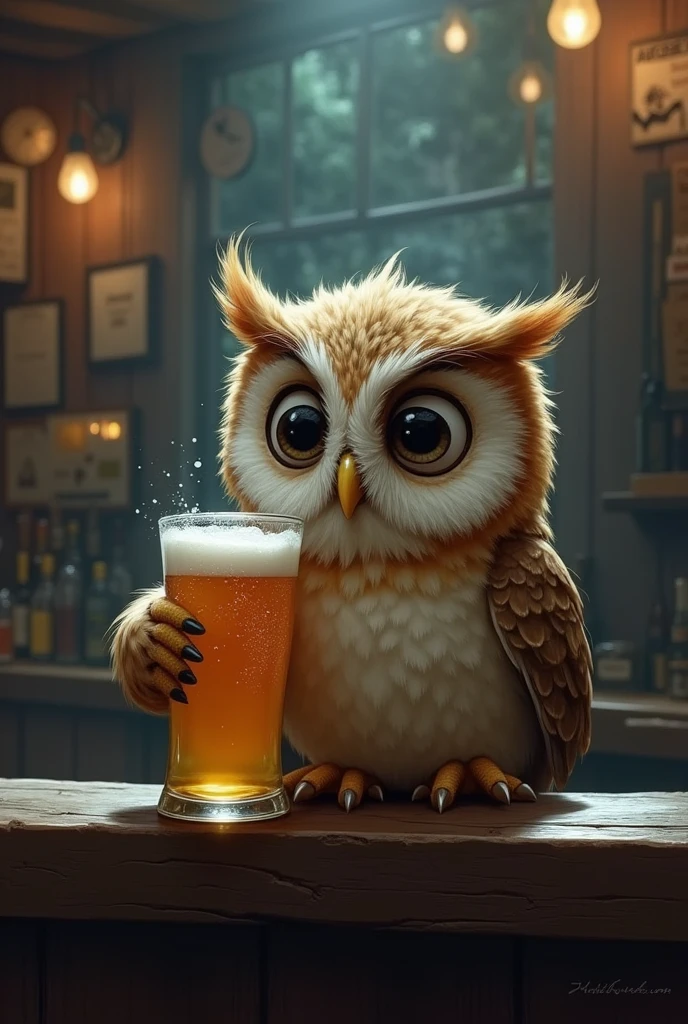 Sad Duolingo drinking beer