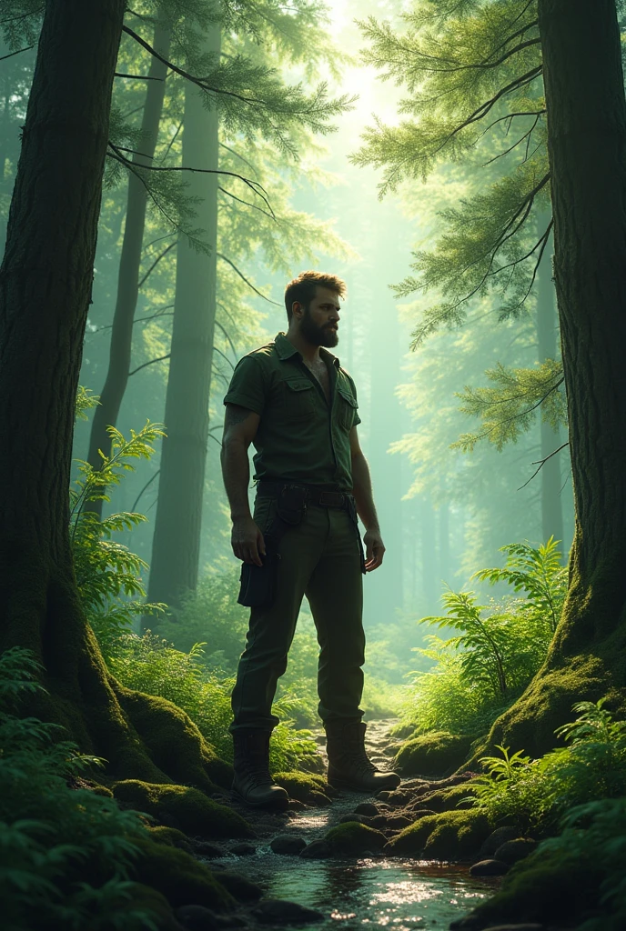 Man standing in forest