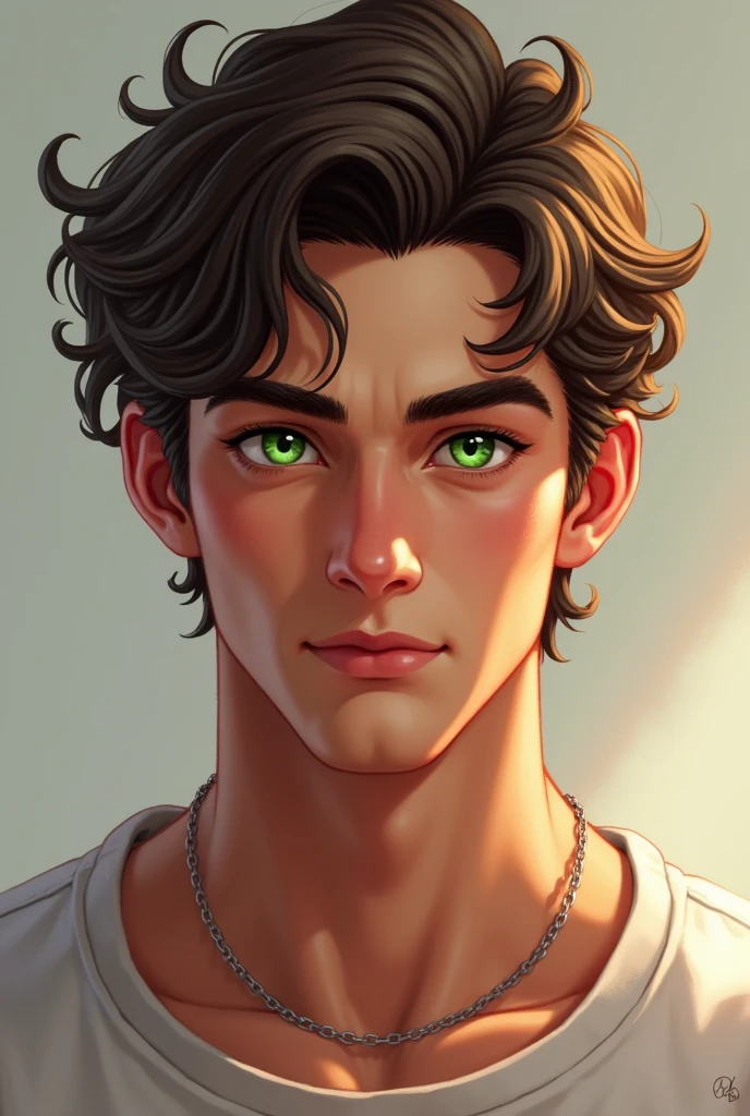 Nicholas Silva, 1,80cm tall, brown wavy hair, hetero, Age 22, good physique, greeneyes.