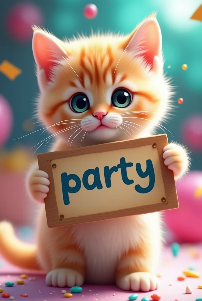 Kitten with a sign that says PATY