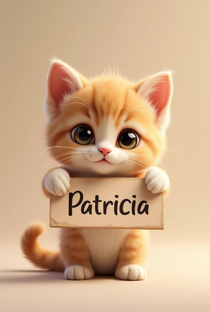Kitten with a sign that says Patricia