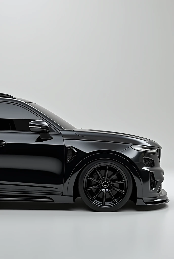 best quality, 8k, shiny skin, high resolution, black Indian Kia seltos car, sharp focus, badass look, fully black modified car
