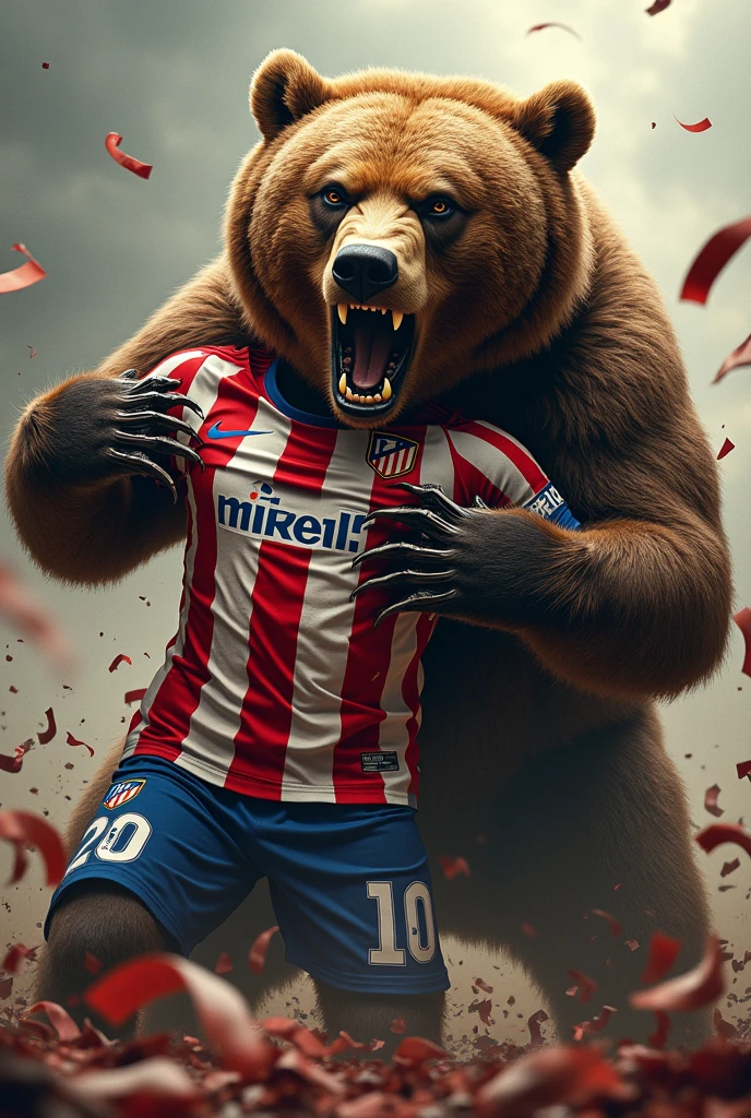 Bear tearing up the Atletico Madrid uniform