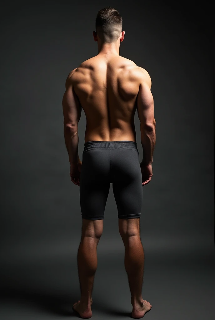 A man in thermal shorts with a round and big skinny ass