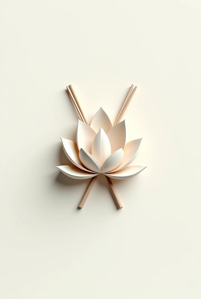 Design a minimalist 3D logo for an Asian culinary channel named 'Lotus Taste.' Incorporate a lotus flower and chopsticks (hashi) into the design to represent both the name and Asian cuisine. The logo should be clean, modern, and balanced, with subtle 3D effects to add depth while maintaining a simple and elegant style