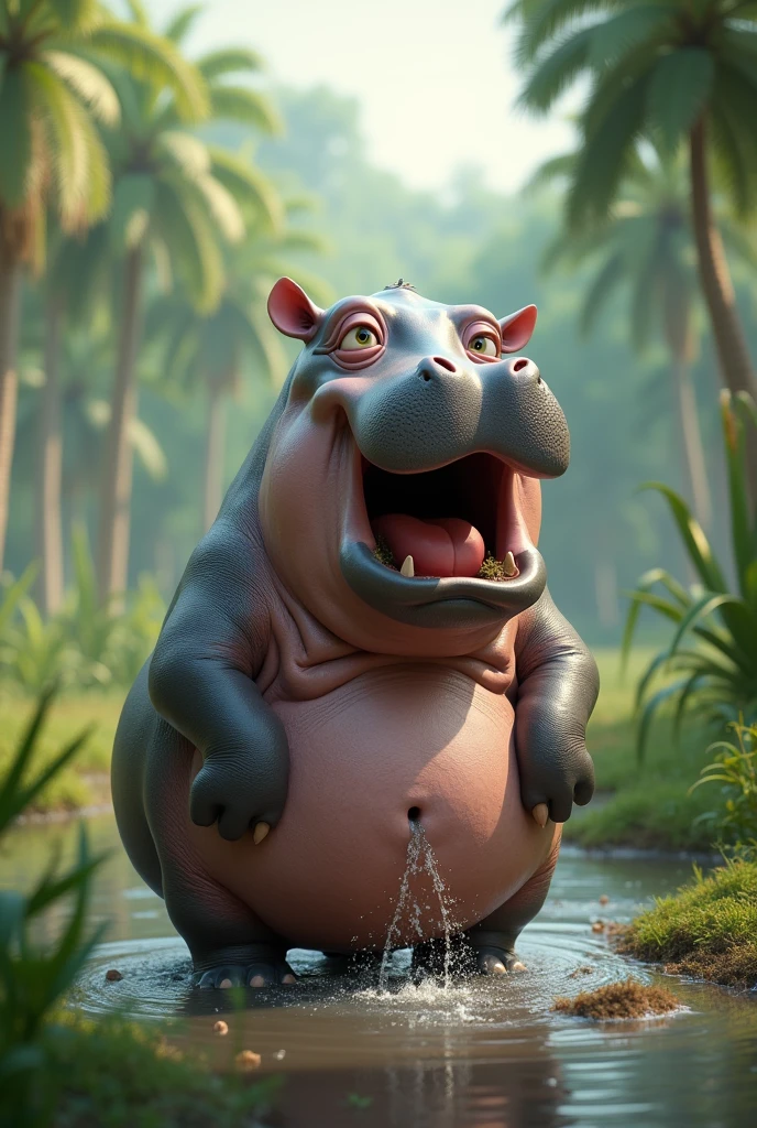 Hippo pooping