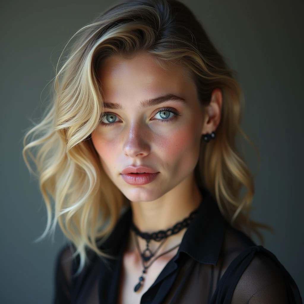 (oeuvre d&#39;art, meilleure qualité), 1 fille, beau visage, Gwendoline_Tennyson, poitrine, (1 fille, debout seul:1.3), fond blanc, Autre, Coup moyen, tronc, visage détaillé, sourire, bouche béante, Visage d&#39;amour, ombre, Camisole transparente, Tour de cou noir, langue dehors, bras en avant, en sueur, Baver