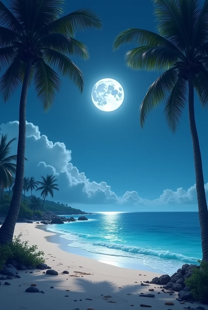 Beach with the full moon