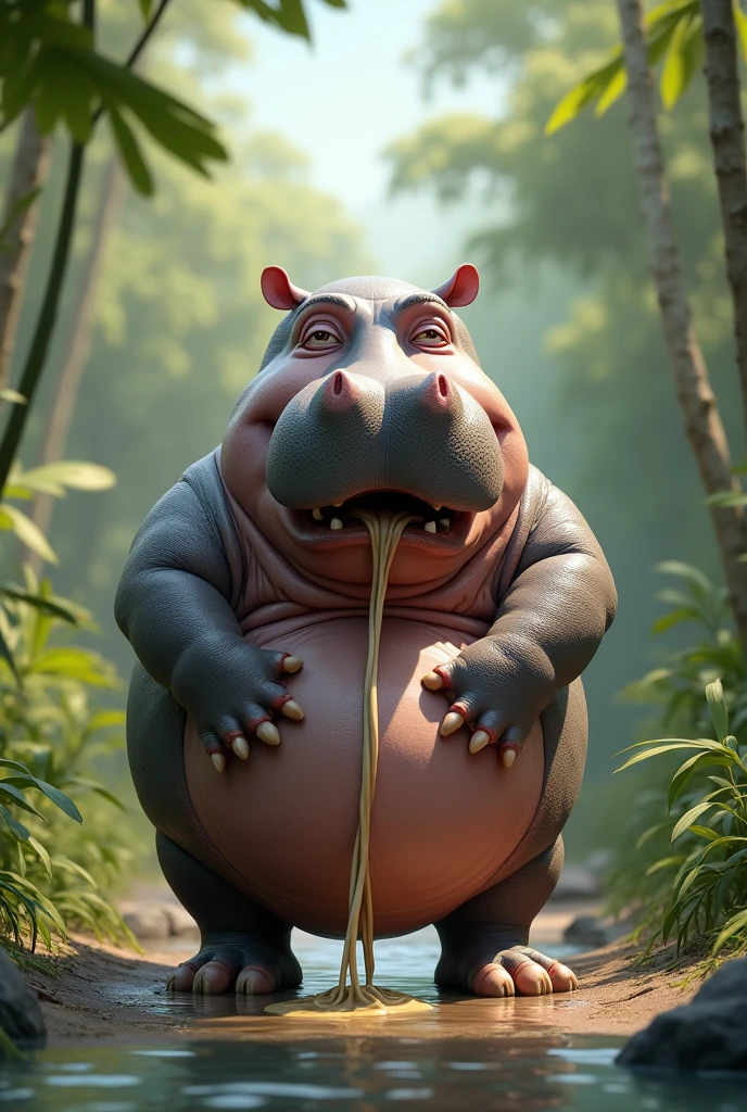 Hippo pooping
