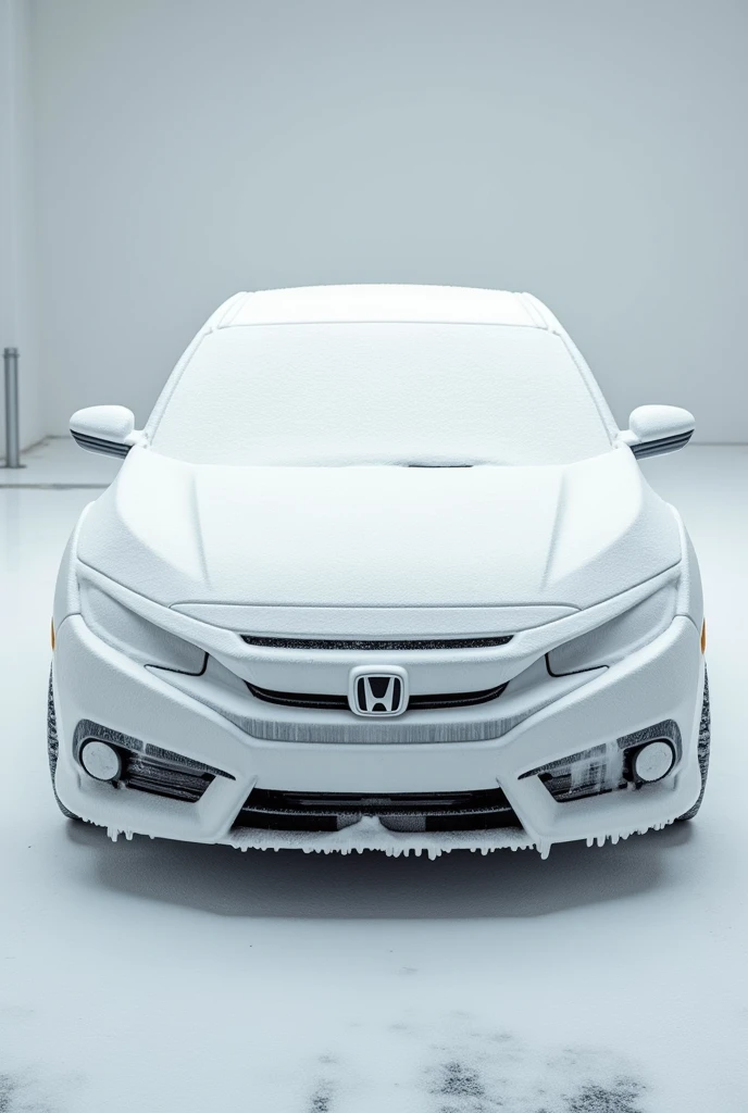 honda civic covered with car shampoo foam