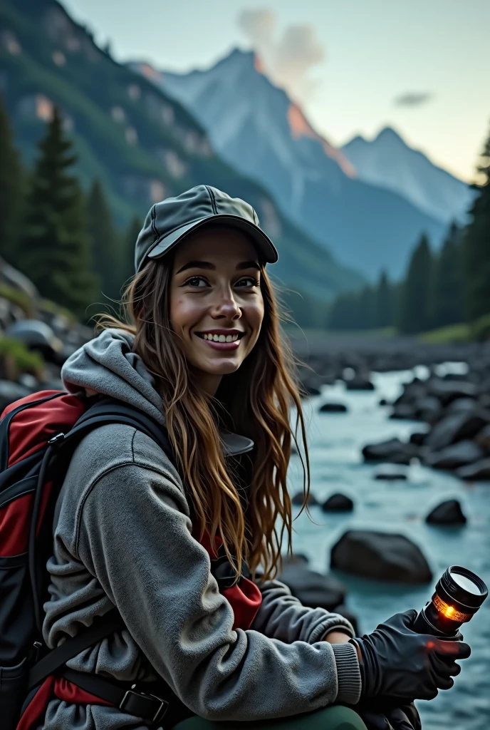 Prompts Copy prompts female miner at work Photorealistic, Best Quality, hyper detailed, beautiful woman, autophoto, Upper part of the body, Alone, wearing sweater, outdoor, (evening), mountains, real life nature, stars, officer, (happy, happy), sleeping bag, gloves, sweater, cap, flashlight, forest, rocks, river, wood, smoke, fog, clear sky, analog style, looking at the viewer, skin texture, film grain, close up, ultra high resolution, best shadow, raw, InstagramLUT