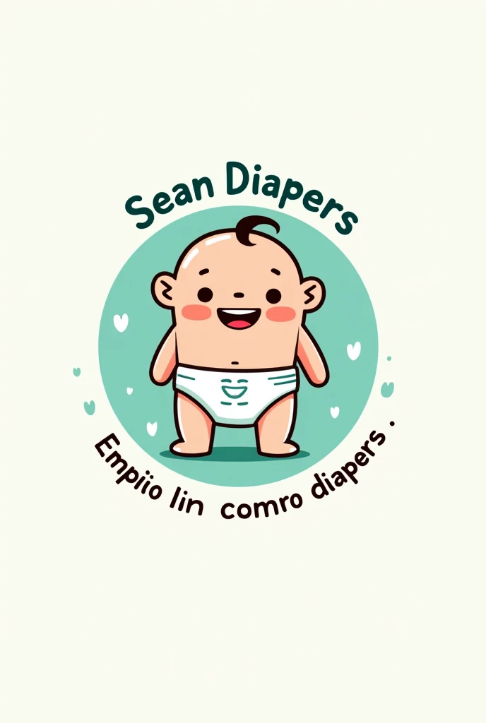 Create a logo for a pampers company that says "SEAN diapers" and in the center there is a in a diaper, and that the logo is circular in Spanish