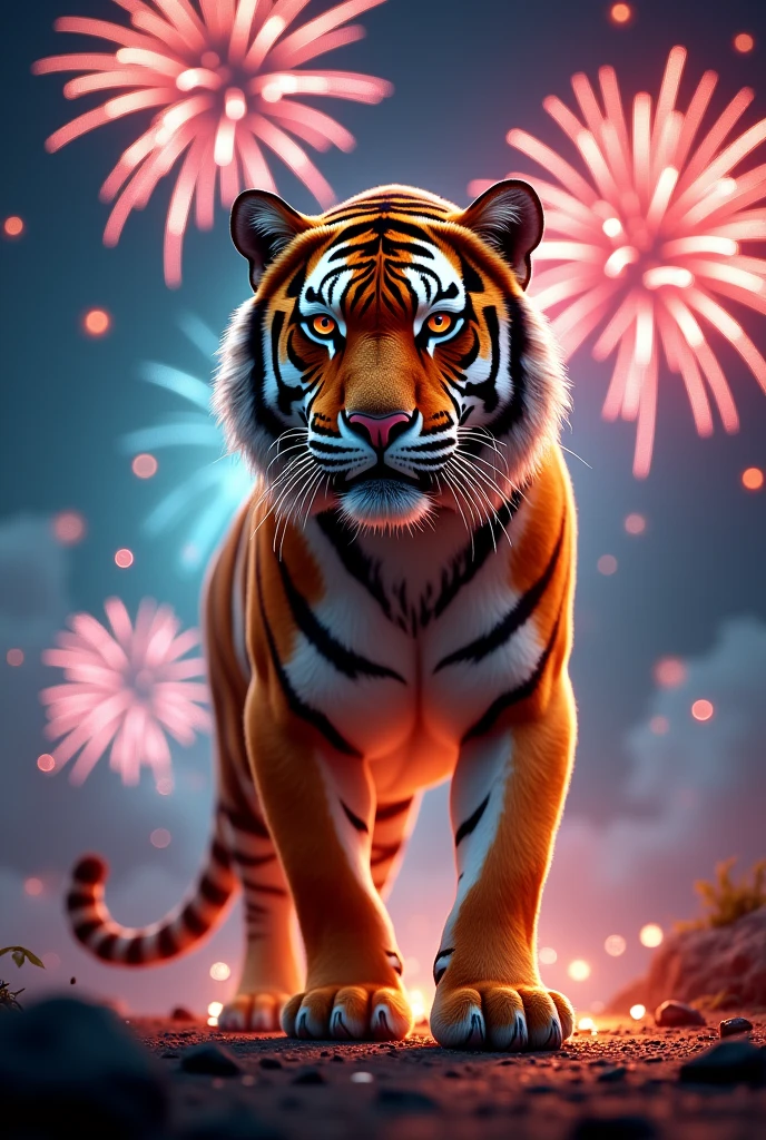 Tiger lighting fireworks