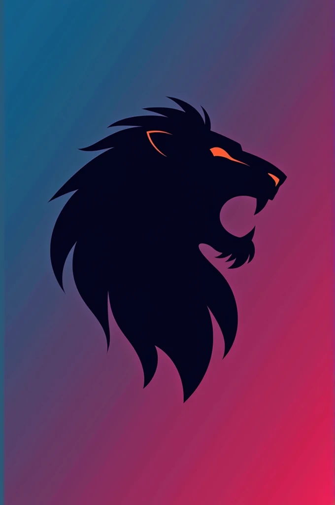 Logo Lion face without background color Roaring Silhouette of blue to pink color Orange eyes