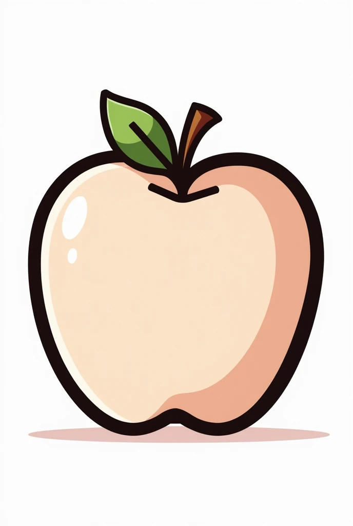 , A bold, black-outlined apple on a white background, cartoon style, Simple design, not colored , uncolored, bold black high quality, no blur , no color except black , no shadows, no shading 