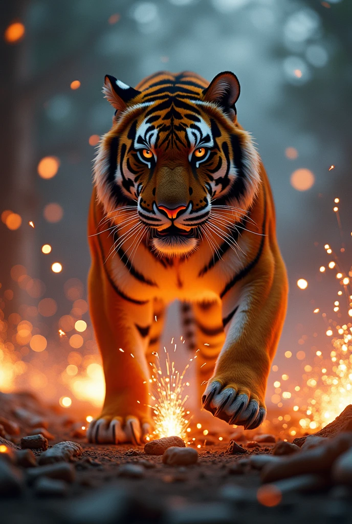 Tiger lighting firecrackers
