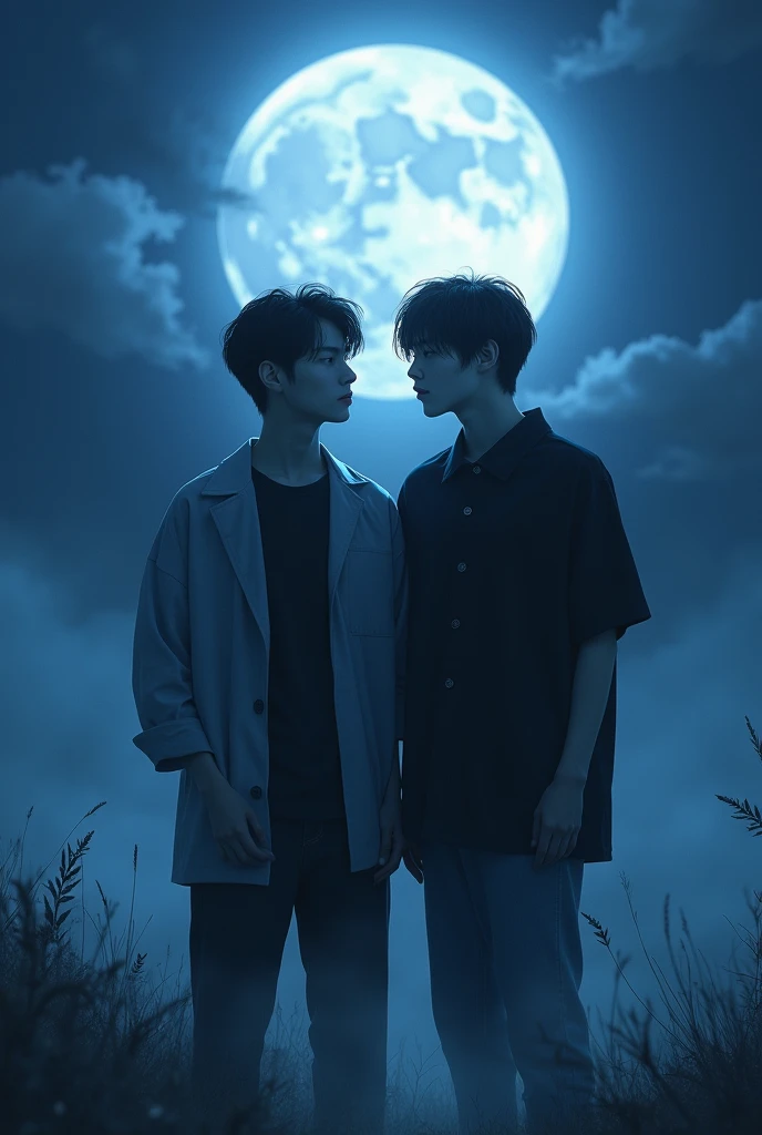 Beneath the moonlight, something mysterious, two boys, better if it jihoon and Junkyu from south Korean boyband 'Treasure'
