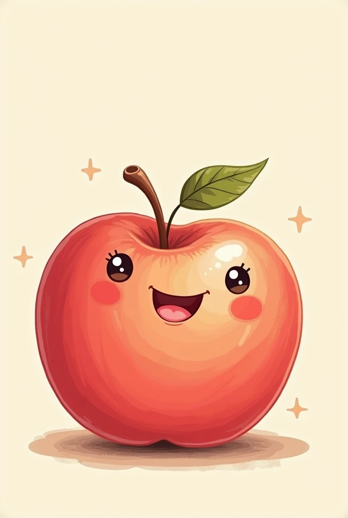 An easy drawing of an apple with a face
