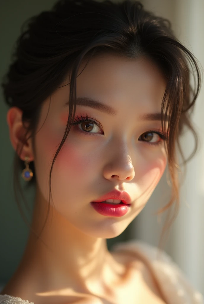 (raw photo, Best Quality), (realist, photo-realist:1.3), Best Quality ,masterpiece, (cherryNobodySD15), ((big ass, big breasts)), (beautiful girl), pink lipstick, colorful makeup, long eyelashes, earrings, using eyeliner, White skin, by rubio,(Beautiful), (detailed face), detailed eyes, Detailed iris, 8k hd, DSLR, Soft lighting, high quality, film grain, beautiful detailed eyes, beautiful detailed nose, detailed vaginal, realist face, pink pussy, light smile, (Very detailed face: 1.5), Fujifilm XT3, Best Quality, ultra detailed, masterpiece, finely detail, superiors, 8K Wallpaper, pixie cut