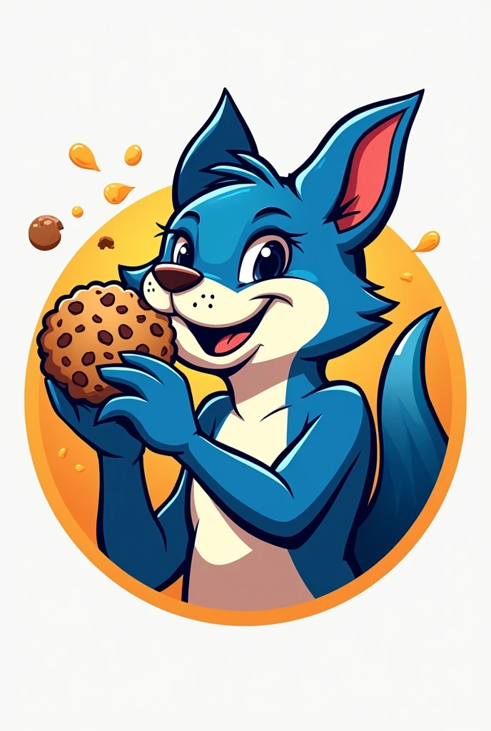 Volleyball team logo featuring a blue-cheeked anthropomorphic animal eating a cookie