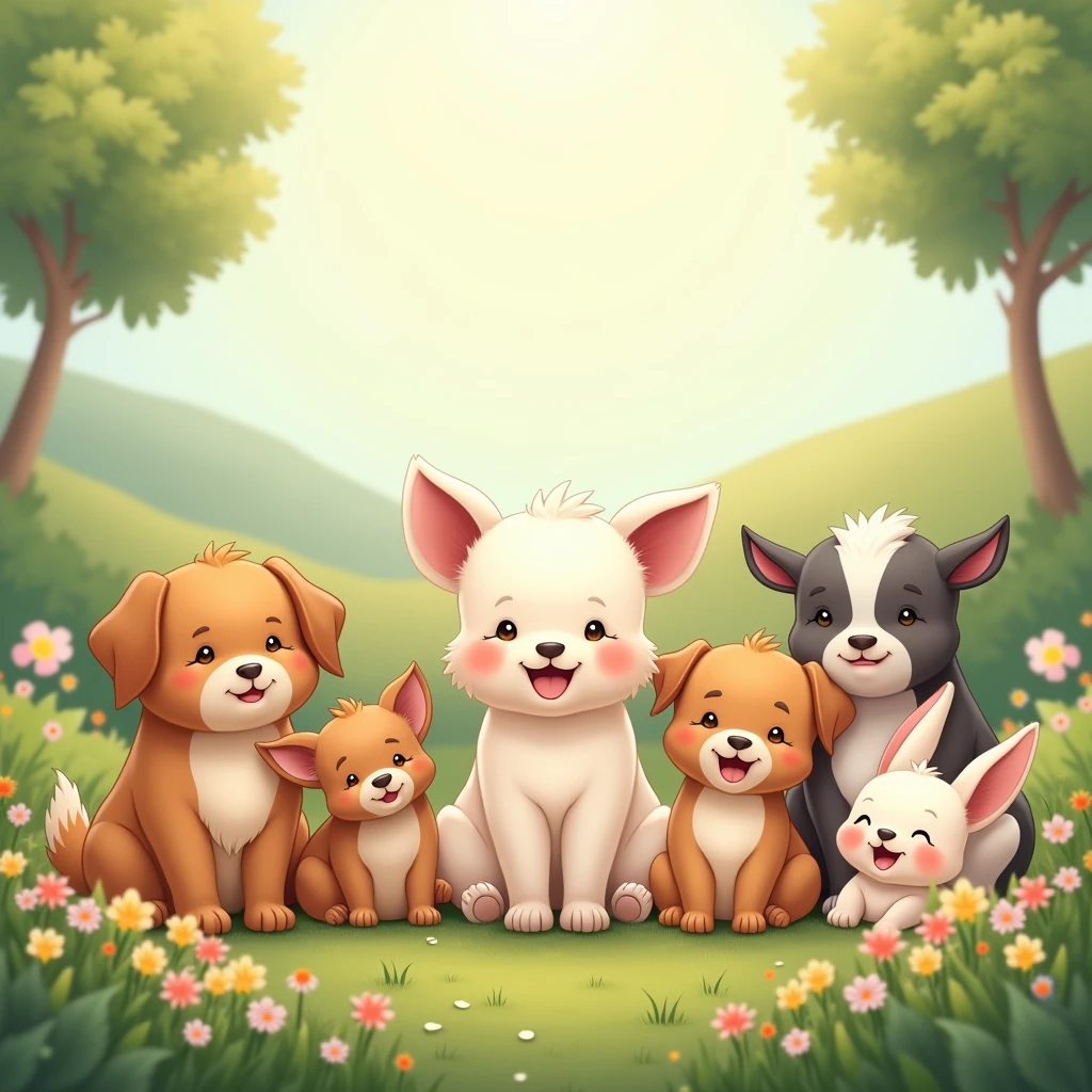 Many calm and happy animals