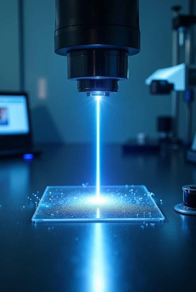 Make an image of a laser pointing at a sample 