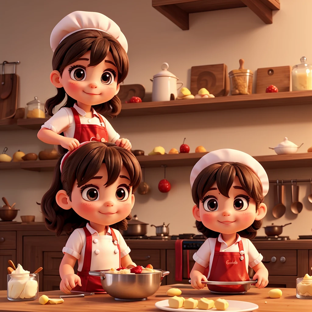 Baby girl chef cooking desserts
