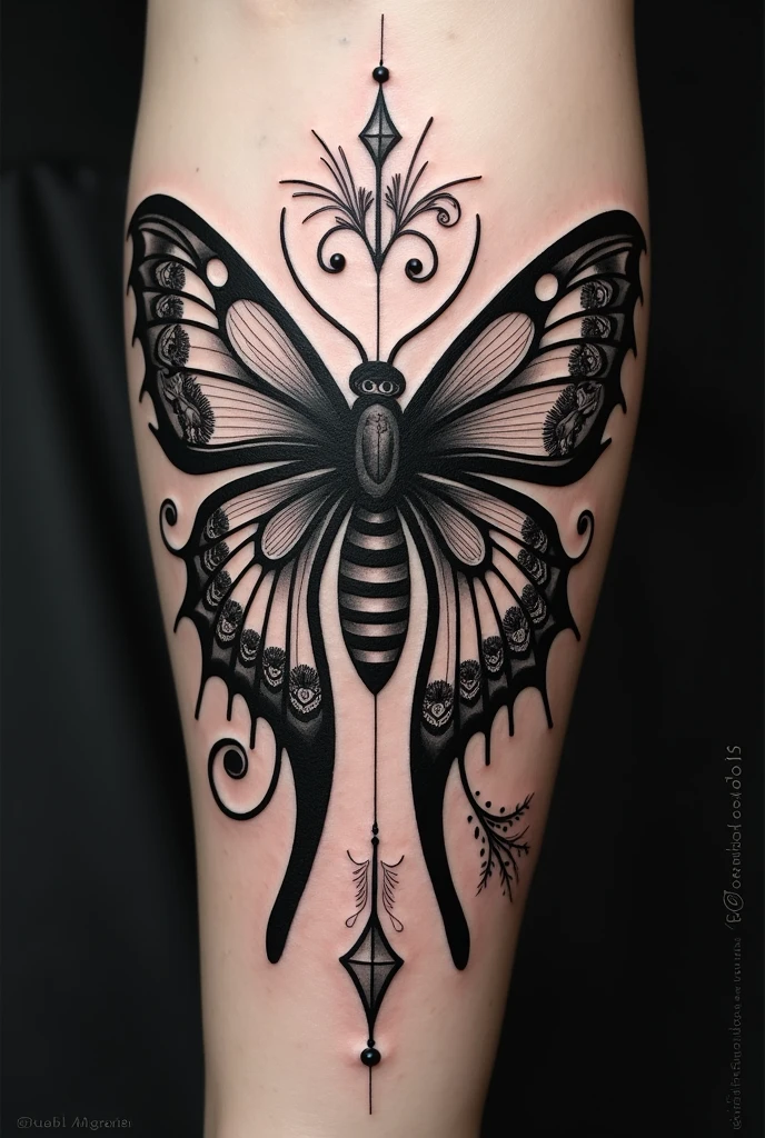 Blackwork moth tattoo