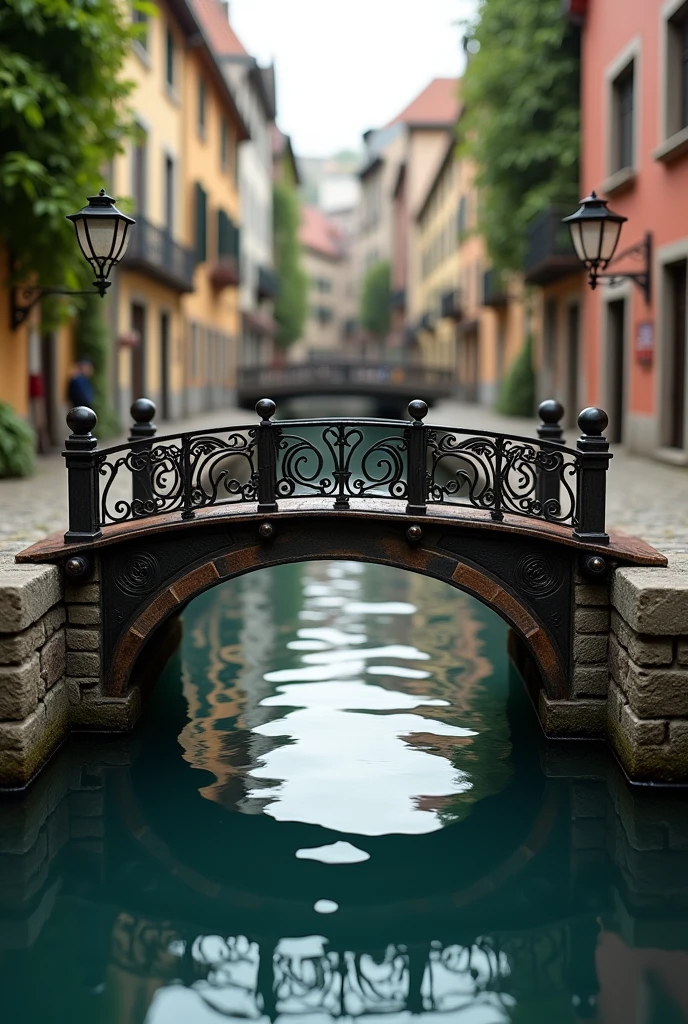 a small-scale drawbridge that opens in the middle 
