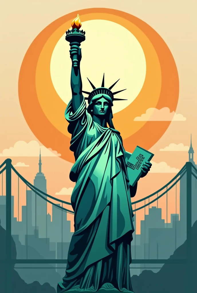 Statue of Liberty Sports Logo )Photo realistic(