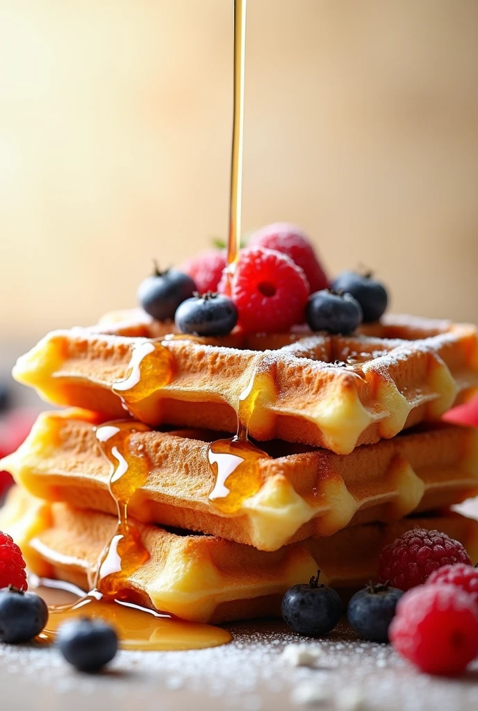 Advertisment with the word "waffles" horizontal