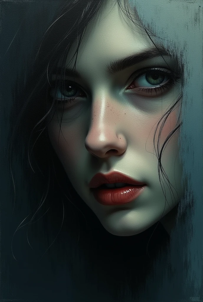 a suspenseful cover of a book called unfinished pictures, that an artist when he falls in love makes paintings of his victim