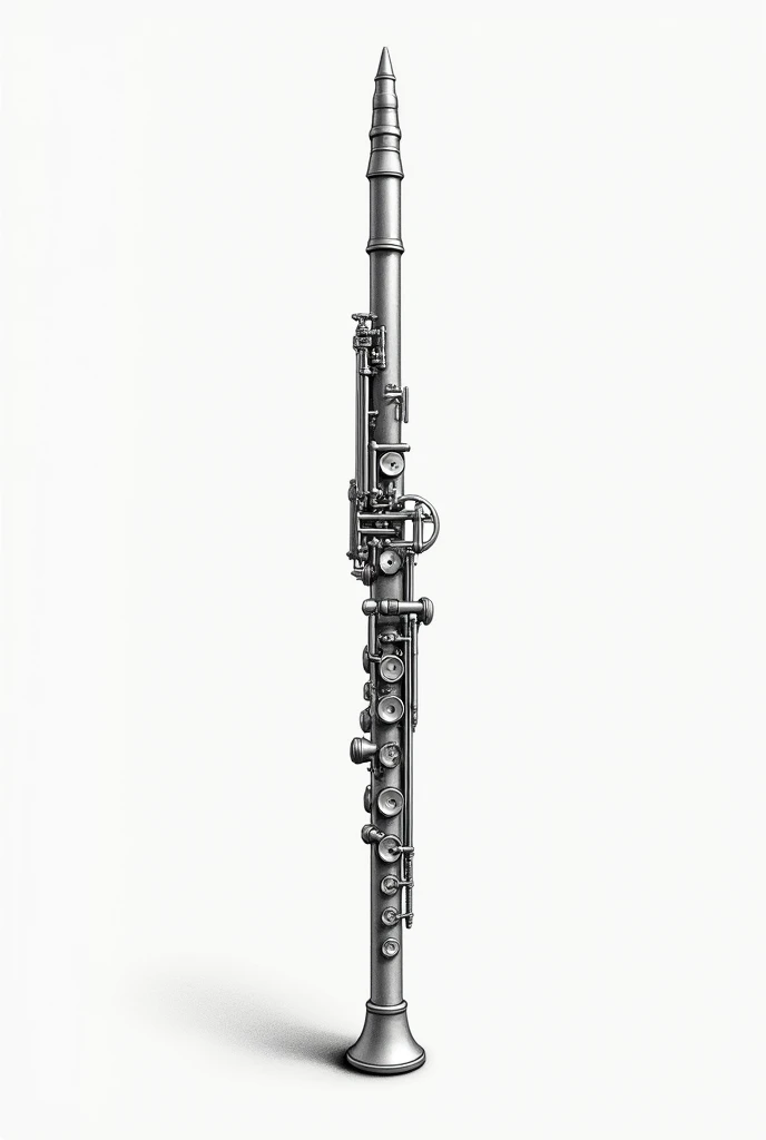 Realistic pencil drawing of a flute