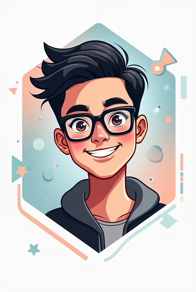 tiktok content creator logo, of man, with glasses video creator