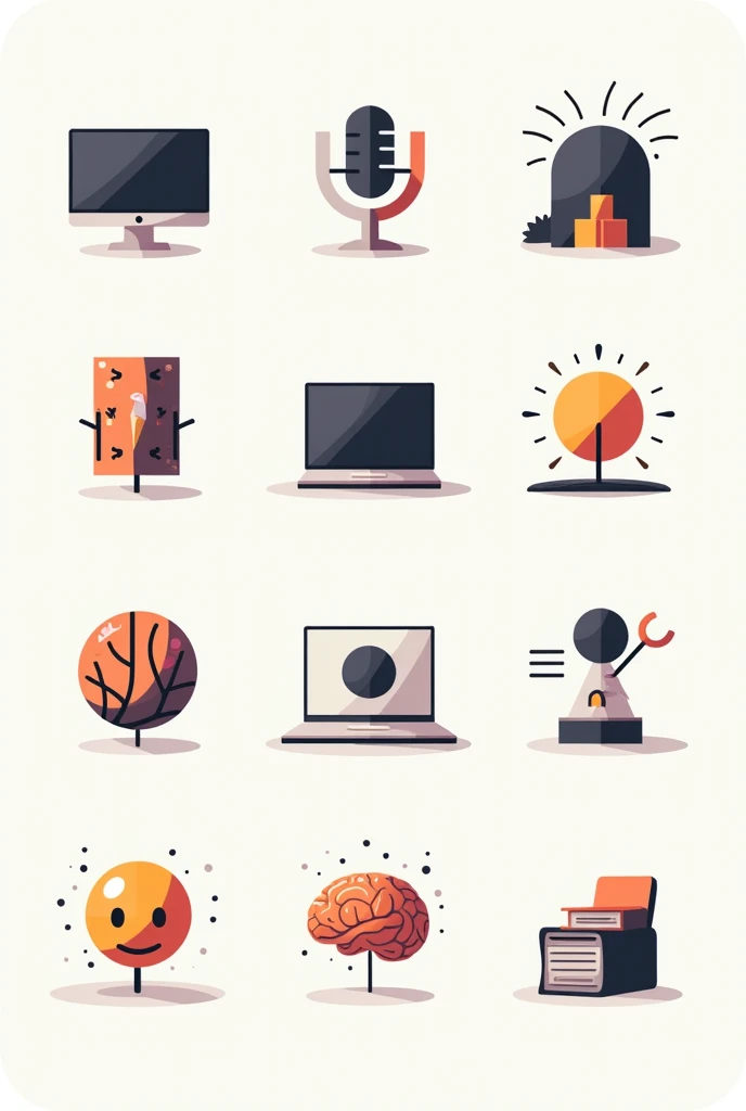 Representative icons of each method (For example, a monitor for virtual platforms, A brain for problem-based learning).