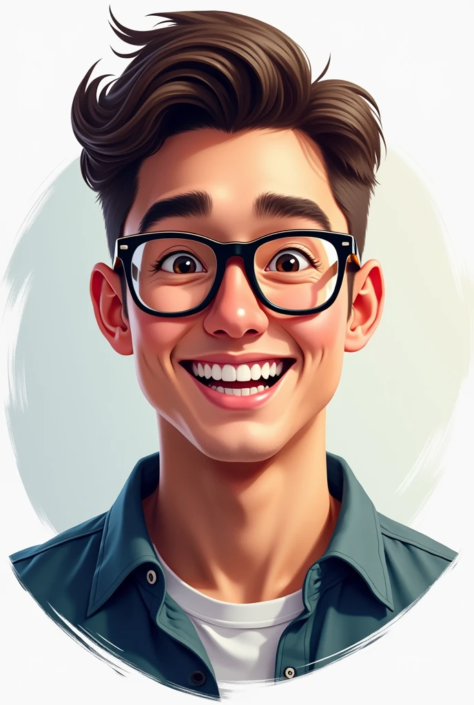 tiktok content creator logo, of man, with glasses video creator, that looks professional, hyperrealistic