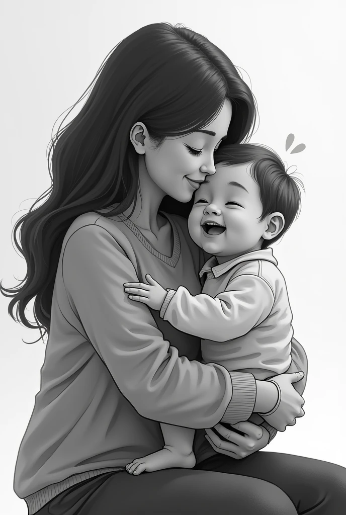 Beautiful mom emoji, with her child, love,  background, black emoji  photo, child in moms hand, mom is sitting, the sine with happy, only uper body, like photo

