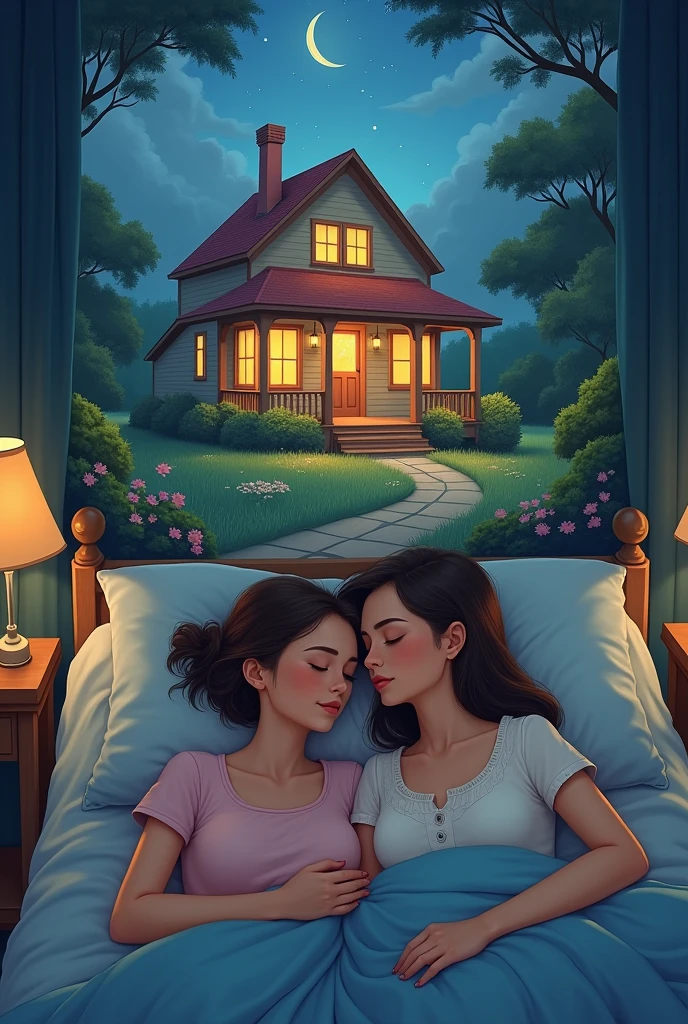 COUPLE SLEEPING AND DREAMING ABOUT THE PAINTED HOUSE