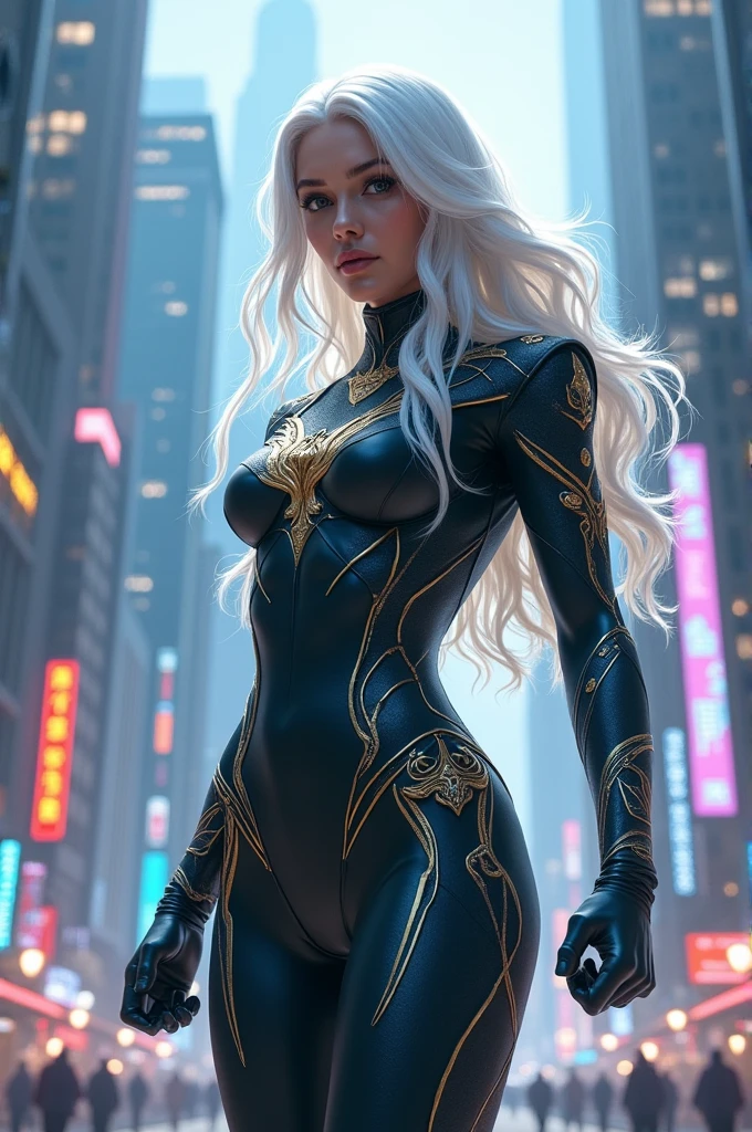 Make a superhero with white hair