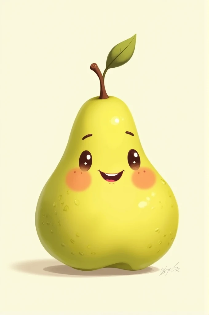 An easy drawing of a pear with a face 