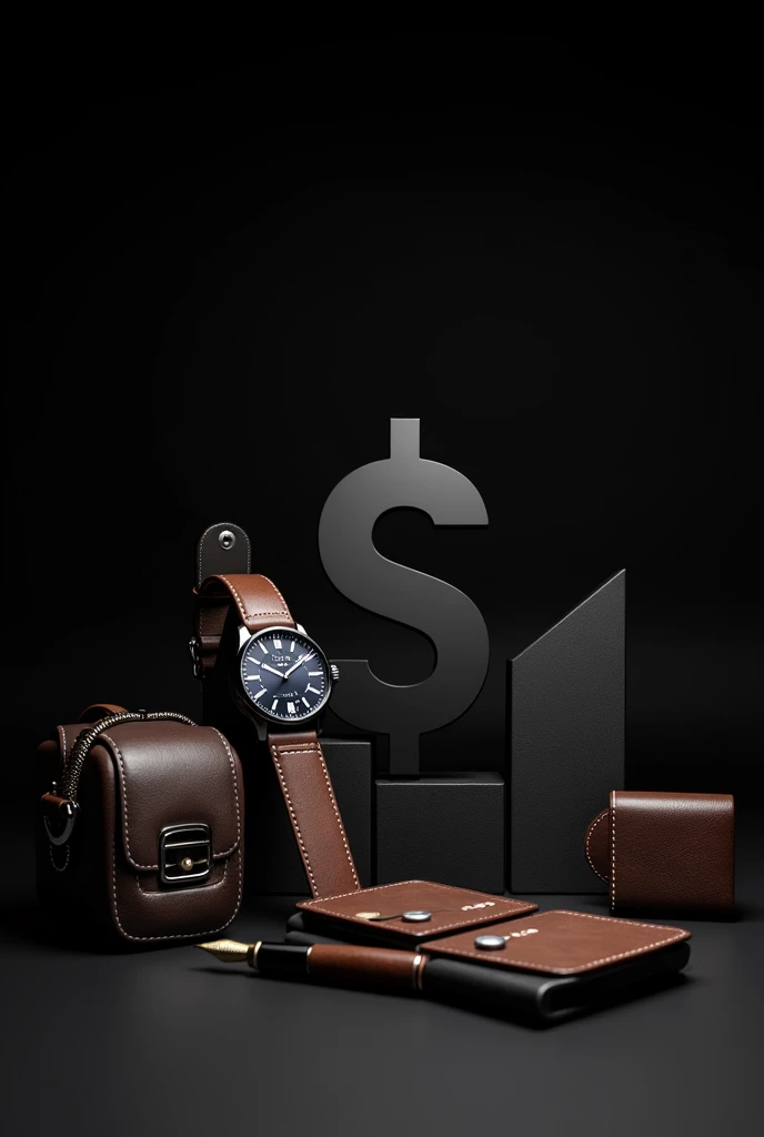 Economy symbol along with men's things on black background