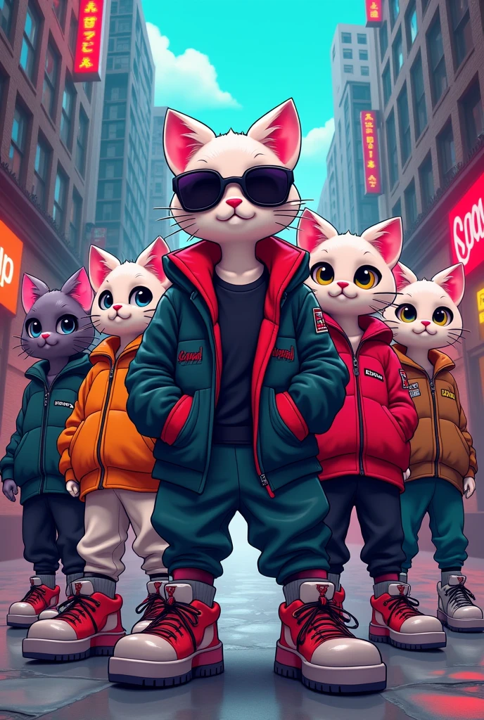 crea una imagen de Kitty Gang y Agust D