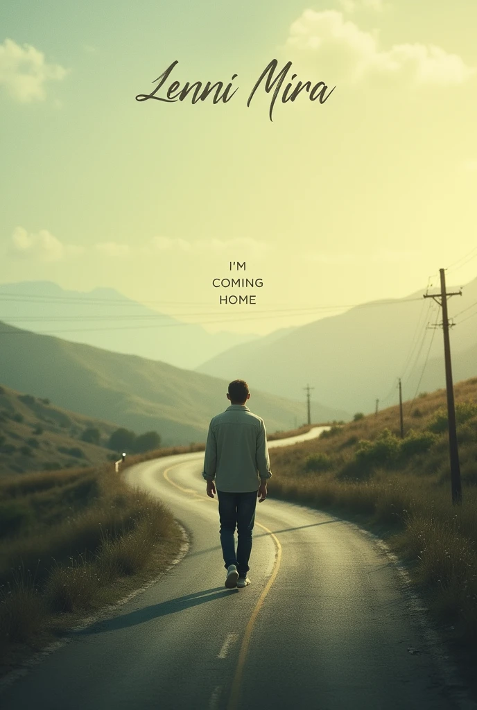 A single cover with a road and a person with their backs turned walking on it with the title lenni Mira I&#39;m coming home in Portuguese 