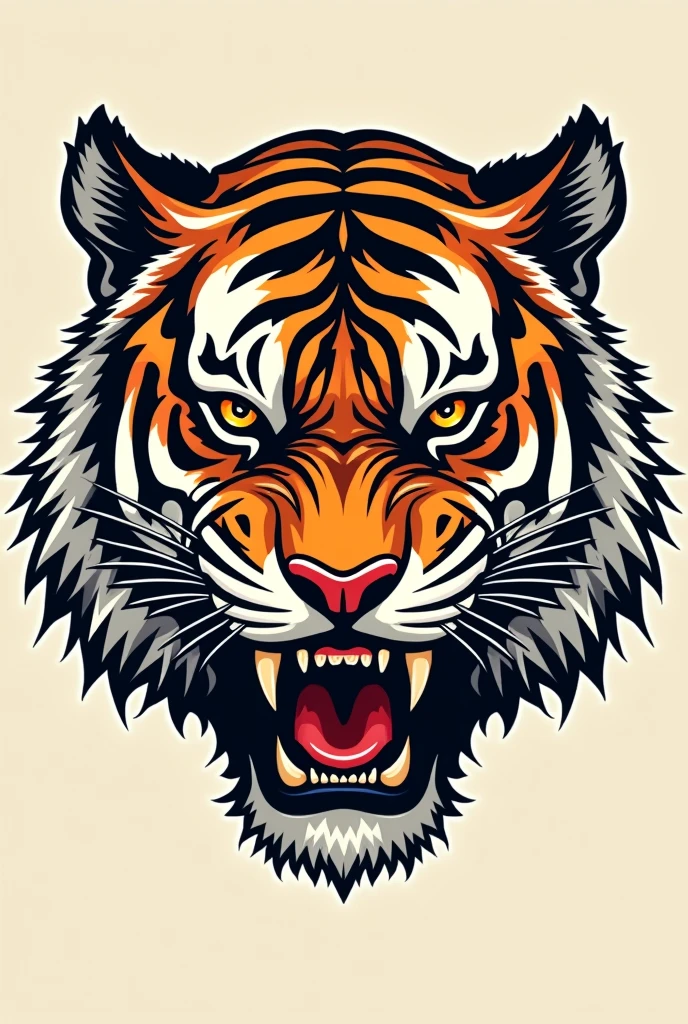 A tiger face in T-shirt design, ,