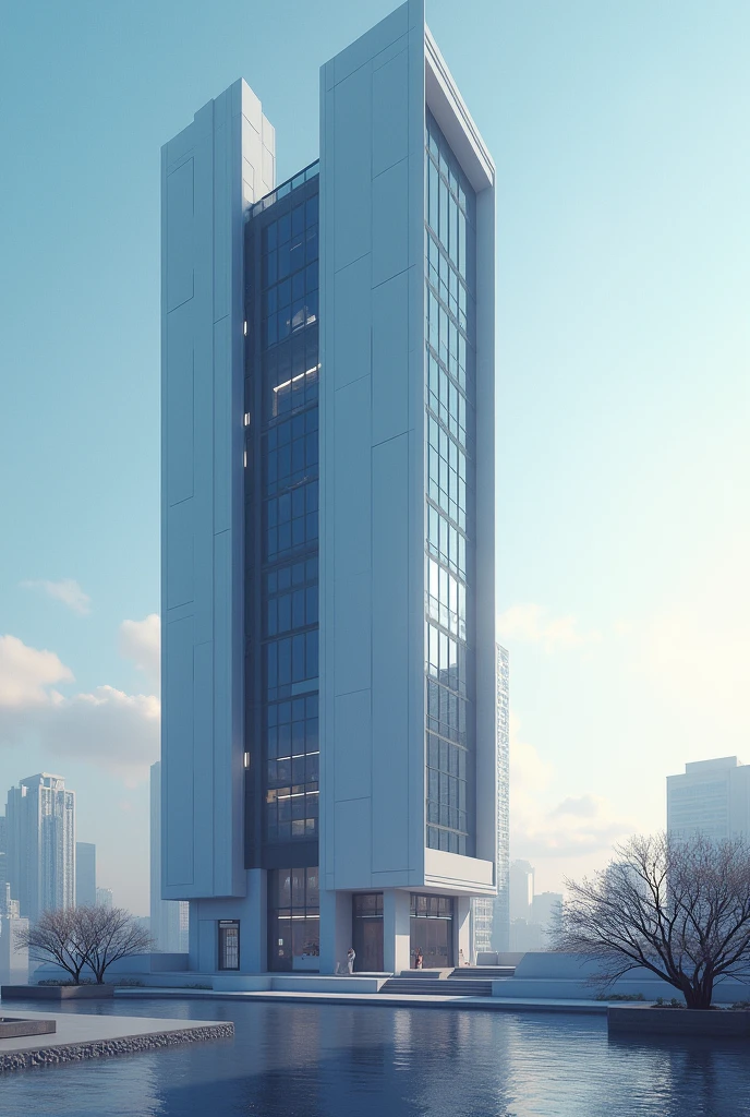 A panoramic of a cyberpunk futuristic high building, sleek design, modern touch, cyberpunk, future, centered, high quality, high detailed, sega dreamcast bitmap image, cover art style, award winning ilustration, day time, serene environment