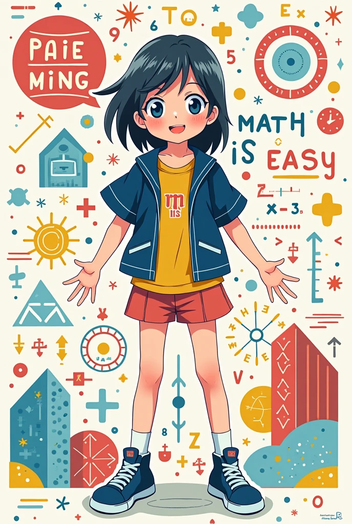 Make a poster with a theme "Math is easy" (Please use Itoshi Rin&#39;s character as a high school student)