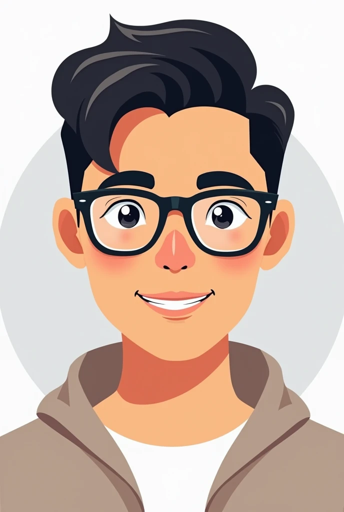 tiktok content creator logo, of young man, latino, flat-faced with glasses video creator, that looks professional