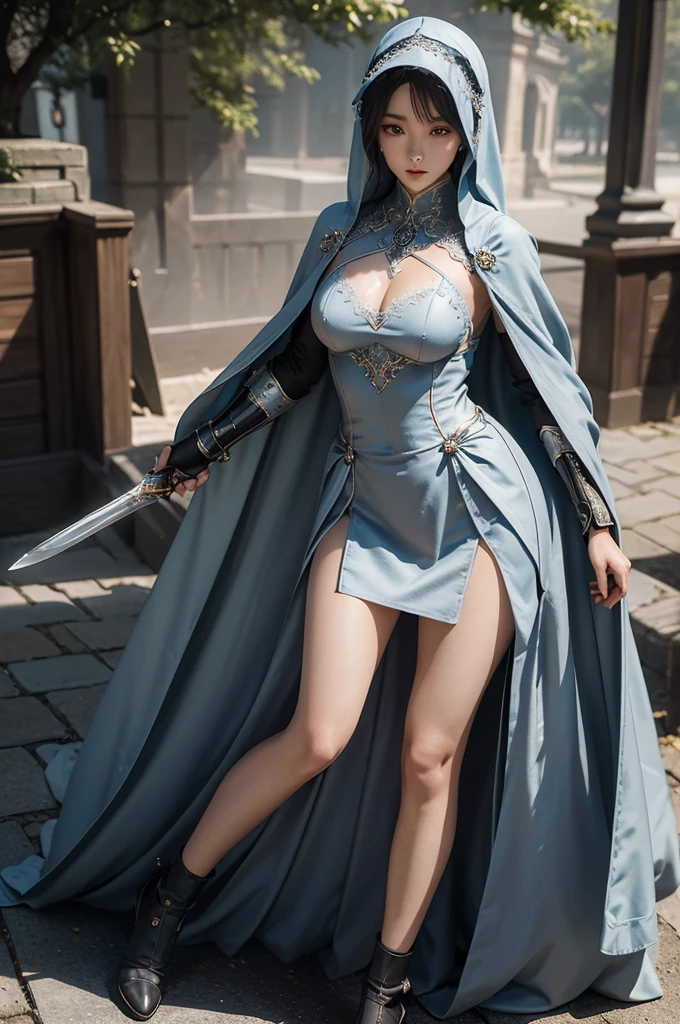 masterpiece, best quality, cinematic light, ultra high res, 8k uhd, intricate details, nature light, film grain, dreamlike, perfect anatomy, best shadow, delicate, RAW>, pleasured expression, spotless face, perfect face, perfect body, expressive eyes, a beautiful woman, amazing beauty, wearing cape hijab, holding sword in front yard of mosque, whole body covered by long dress, wearing full body battle armor, chest cover accessories, non-transparent clothing, elegant pose, kpop idol face, perfect face, perfect body, big chest,、Showing off her panties、mini skirt、Not wearing a bra、The dust sparkles、Blushing、Open-chested maid outfit、See-through clothing、I'll show you how to roll up your panties with my own hands、White panties、shame