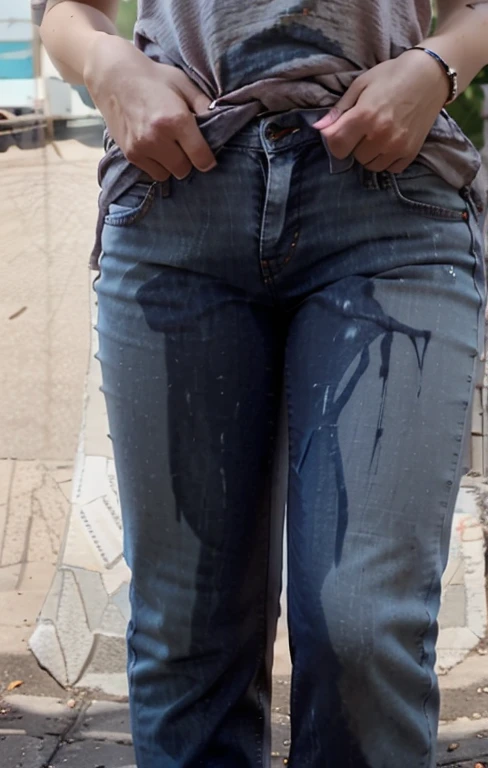 Slim sexy girl, in jeans, and a pink t-shirt
