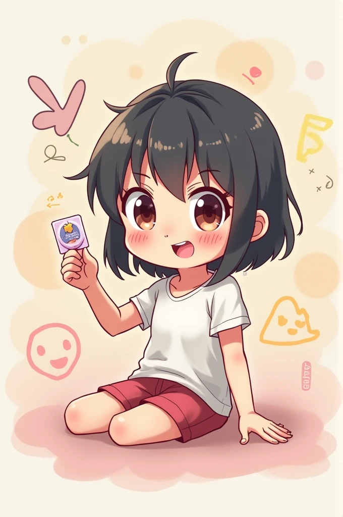 An anime character using a condom